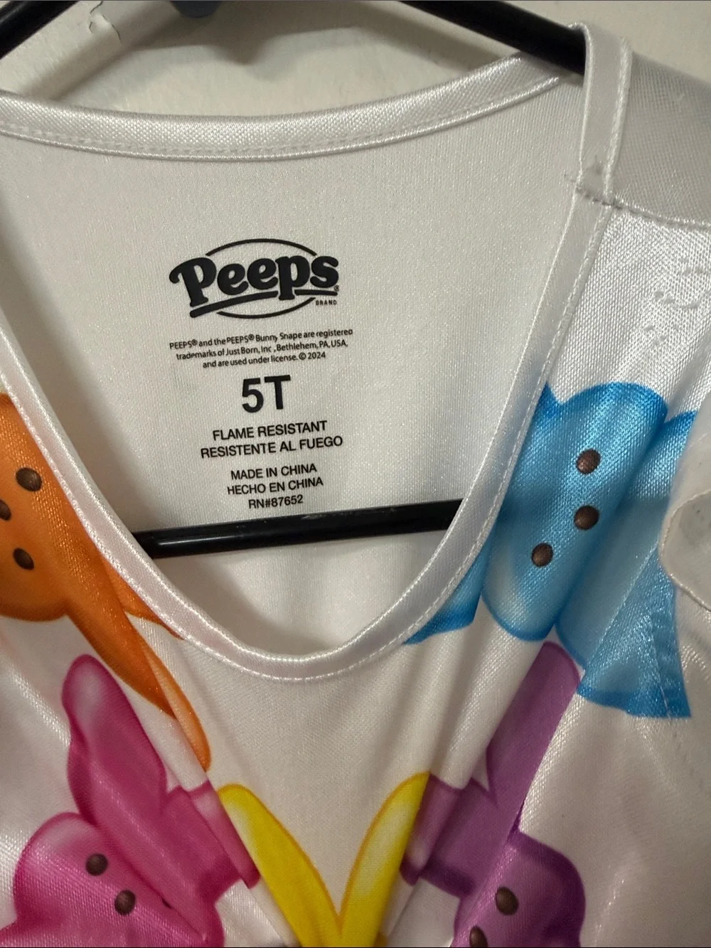 Rainbow Peep Bunny Nightgown for Kids - White Top with Pastel Rainbow Skirt